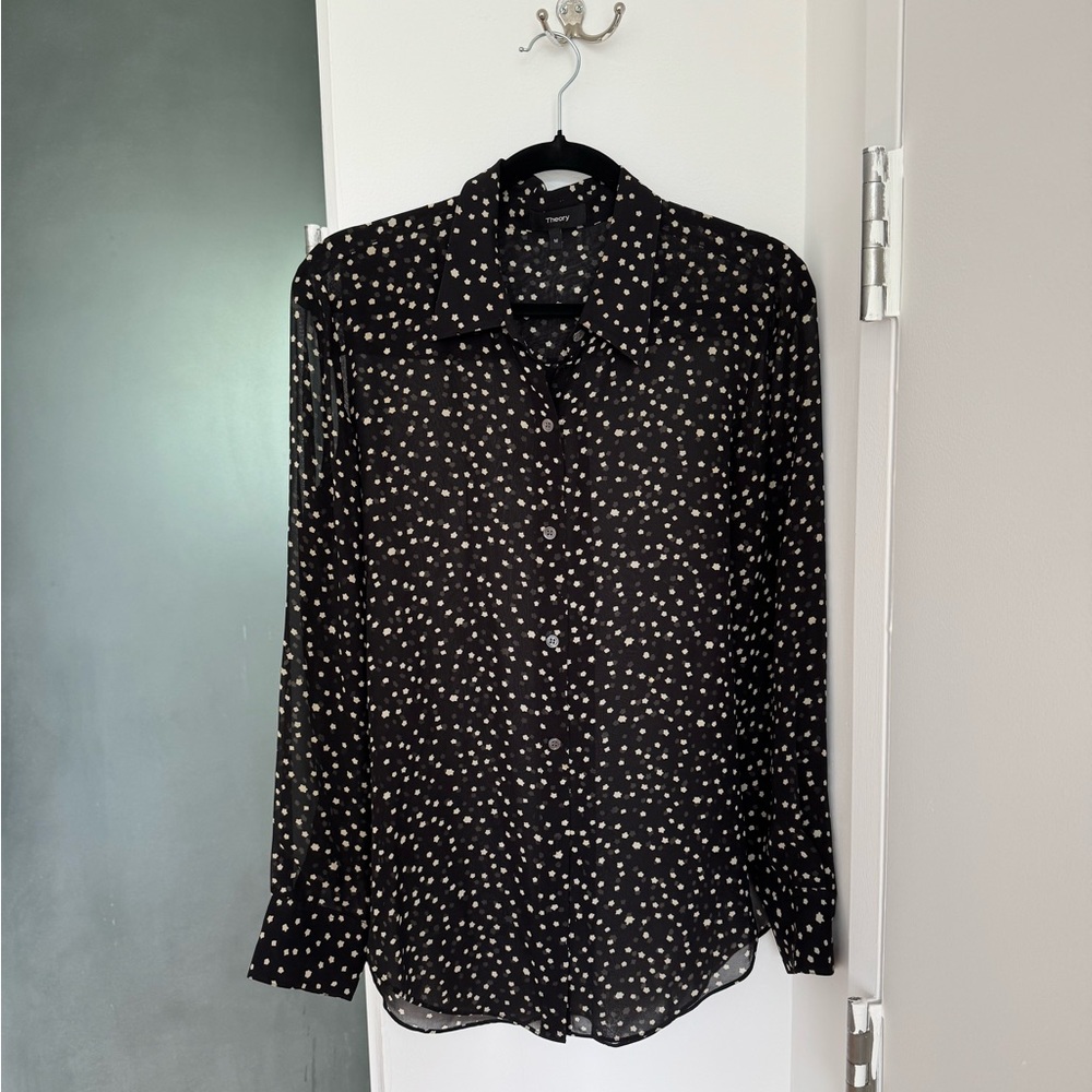 Theory Solk Black and White Blouse